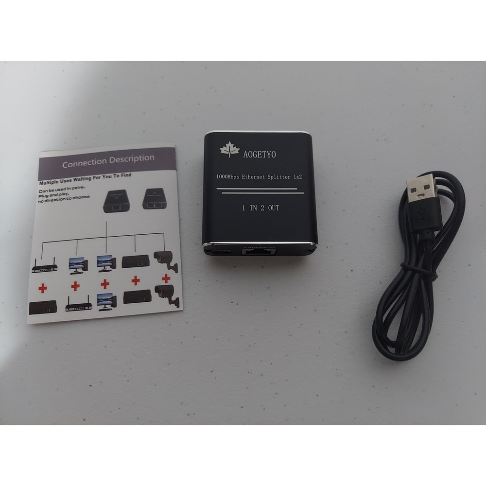 AOGETYO‎ 1000Mbps Ethernet Splitter 1x2 Network Adapter 1 In 2 Out